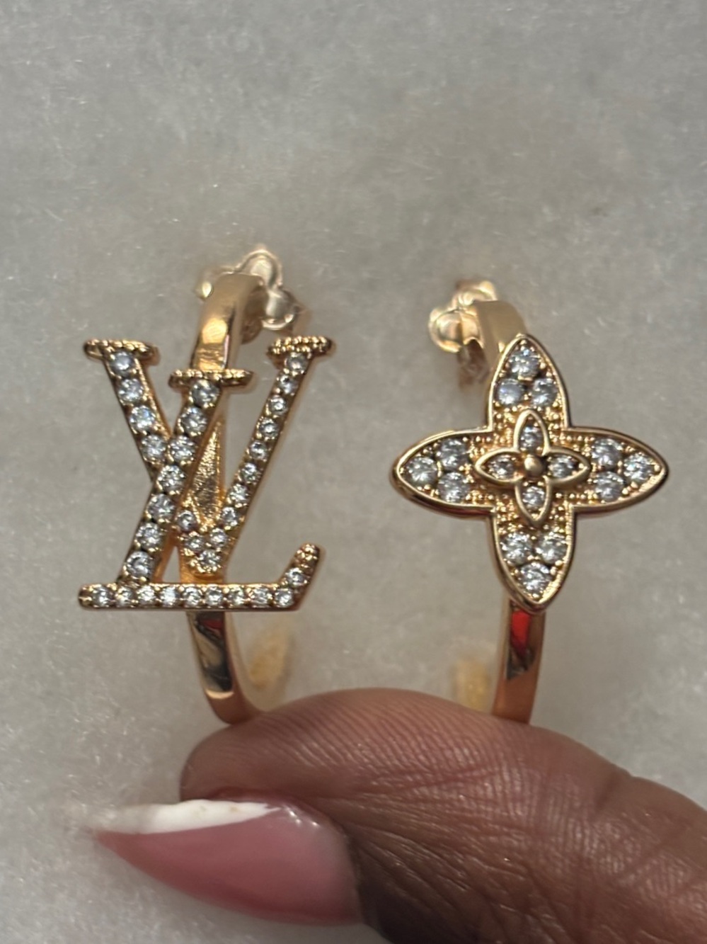 LV Rose Gold & Monogram Hoop Earrings